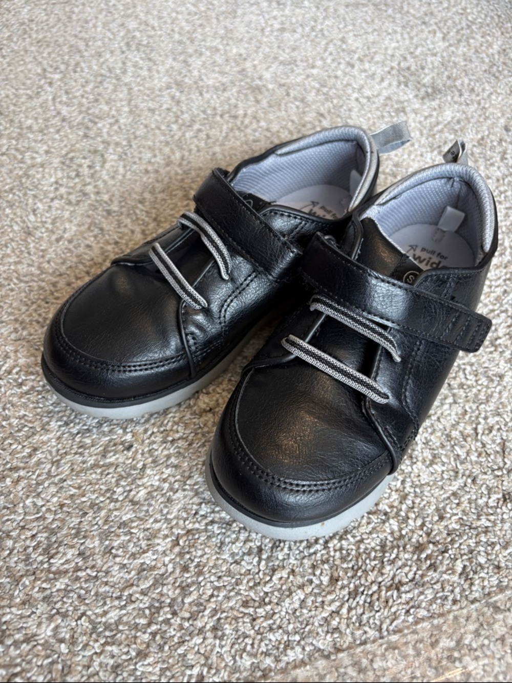 Stride Rite Black and Gray Kids Dress Shoes with Velcro